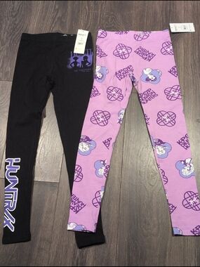 2 Pack-KPop Demon Hunters Girls' Huntrix Icon Graphic Leggings, Size M (8) NWT
